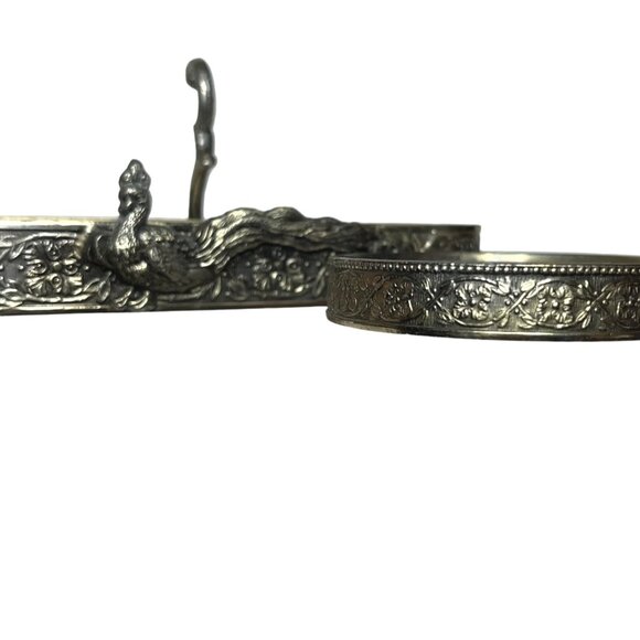 Vintage Ardalt Japan Peacock Golden Patina Teacup & Saucer Display Holder - Picture 6 of 6